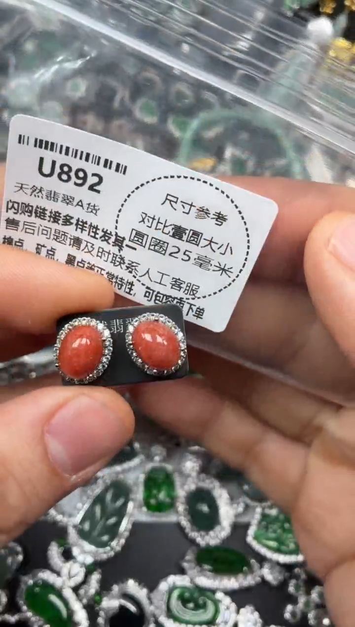 颈饰未镶嵌翡翠U892耳钉 干