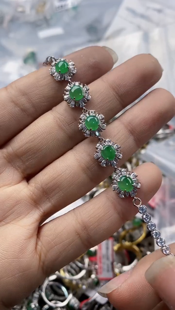 银S925镶嵌戒指翡翠1010---8