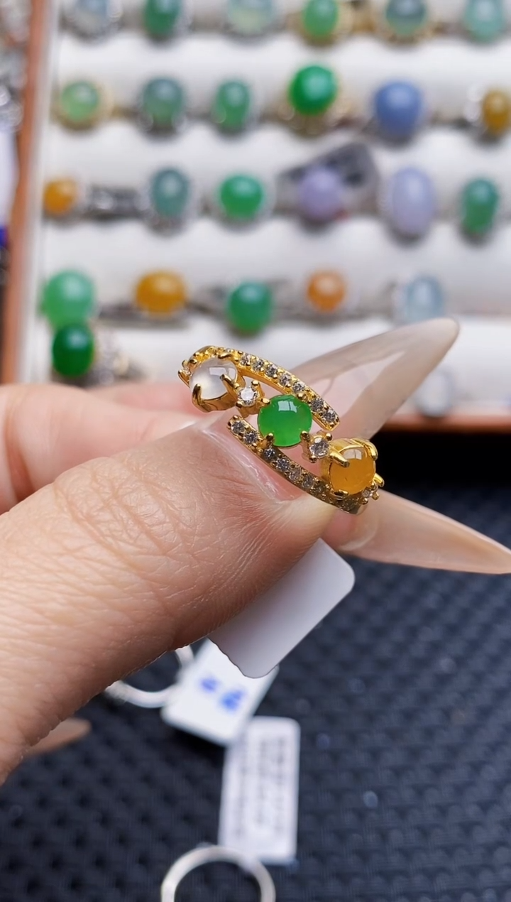 银S925镶嵌戒指翡翠3530