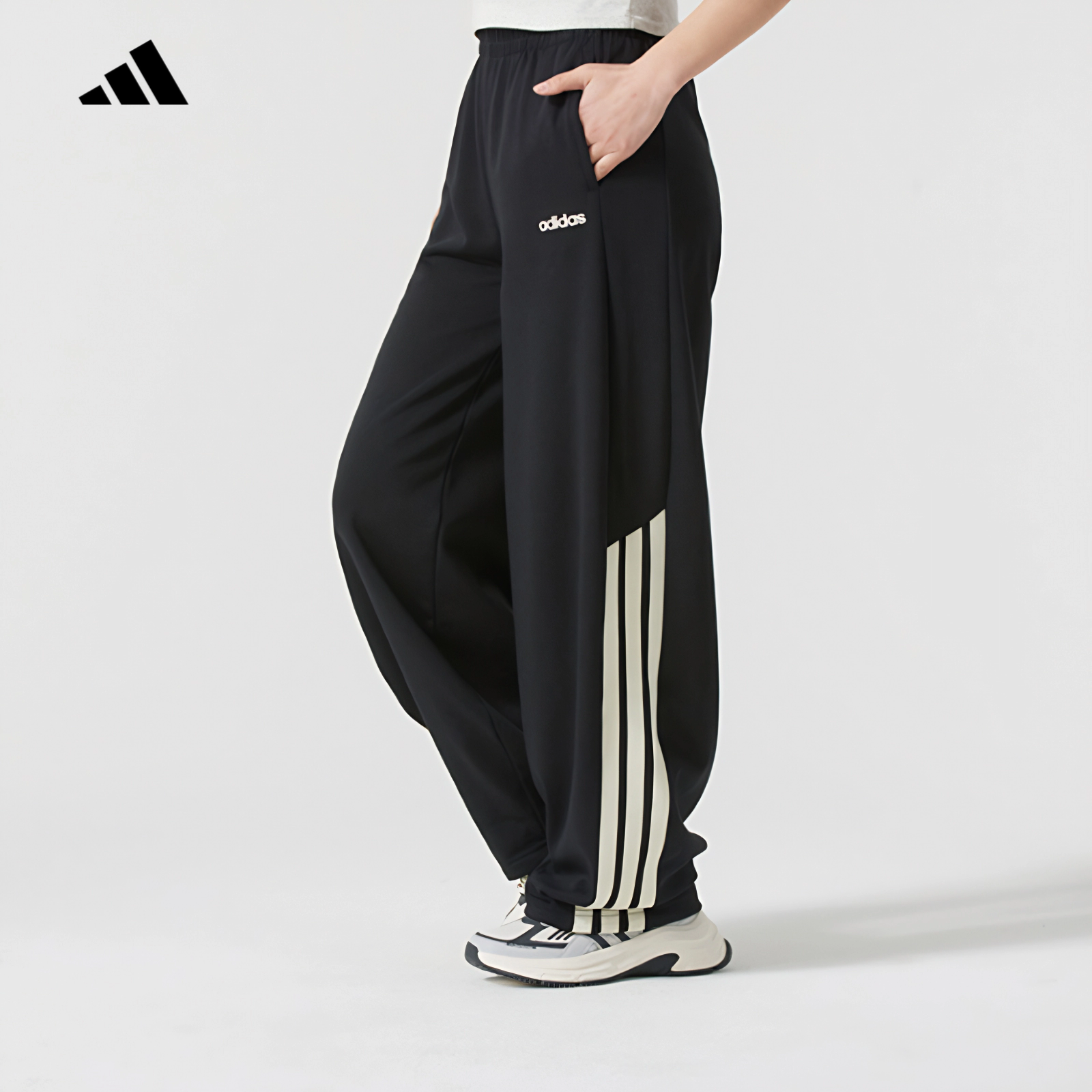 adidas/阿迪达斯男女同款潮流百搭宽松休闲香蕉裤弯刀裤小logo