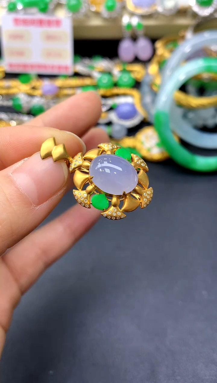 颈饰18K金镶嵌翡翠173-中国好珍宝