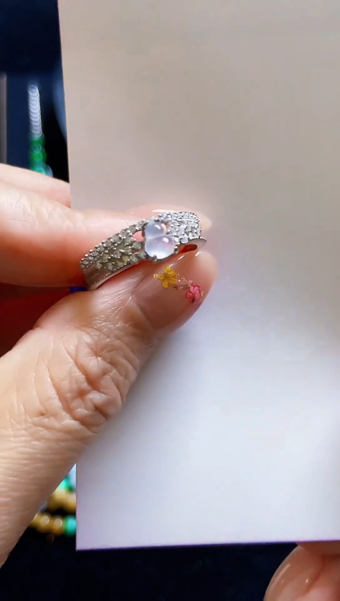 翡翠银S925镶嵌耳饰戒指