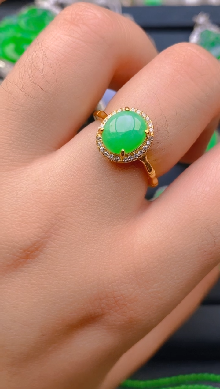 【闪购商品】翡翠戒指银S925镶嵌天然A货翡翠1