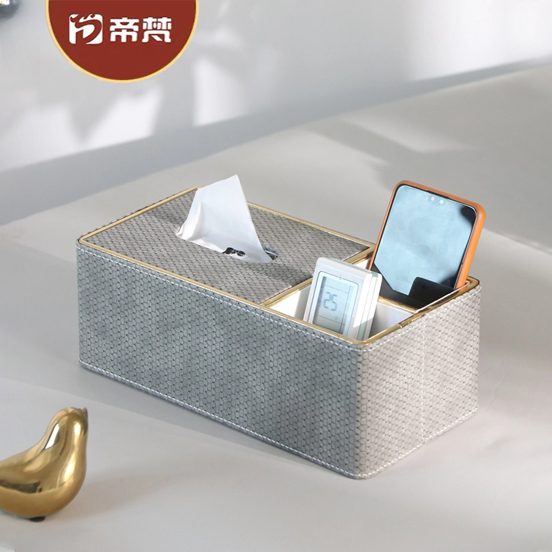 客厅皮革纸巾盒桌面遥控器收纳盒高档轻奢新中式茶几梳妆台抽纸盒
