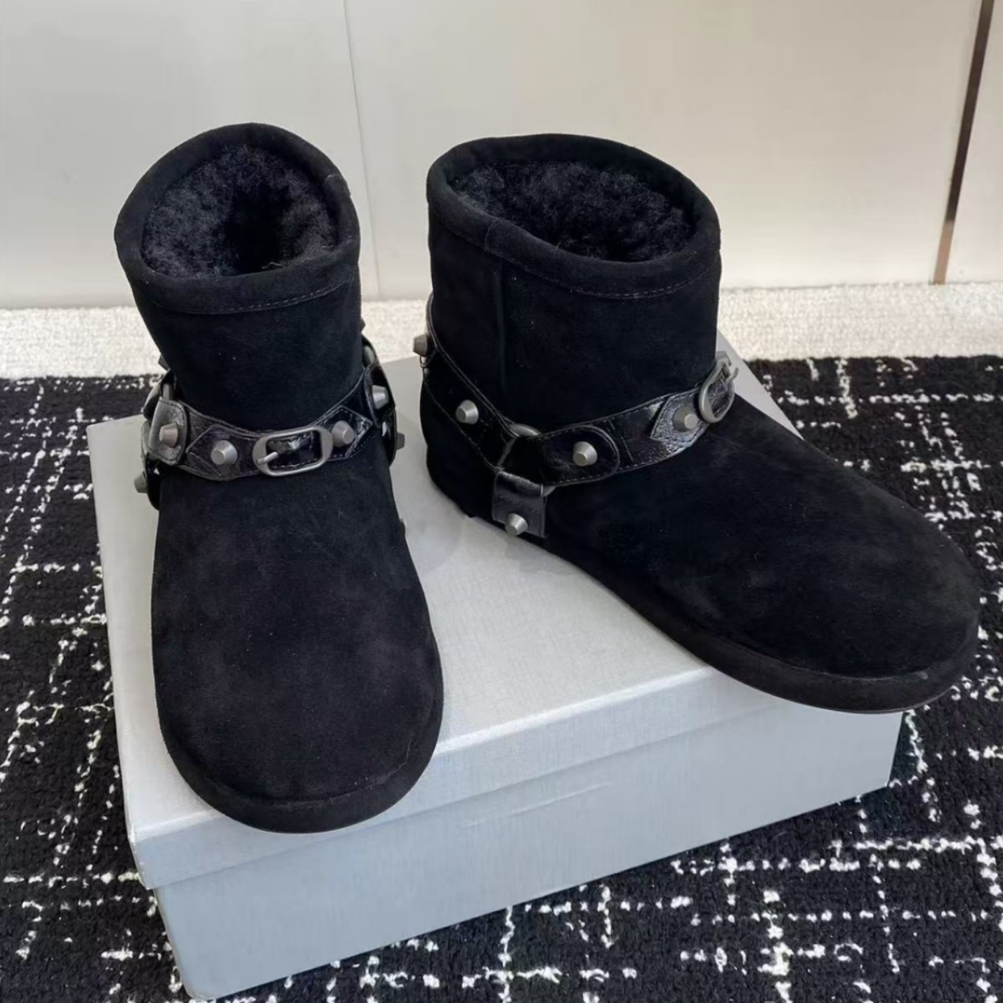 【XSY】巴家25新款加厚羊皮毛一体雪地靴女羊毛短靴大棉鞋
