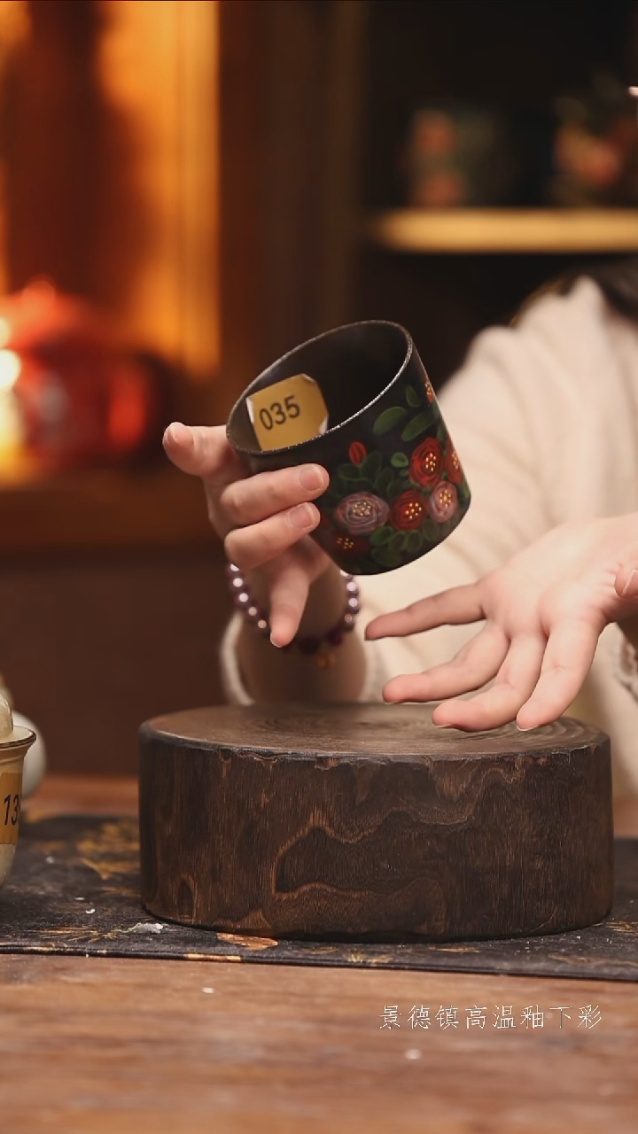 陶瓷景德镇高温釉下手绘陶瓷@L035@