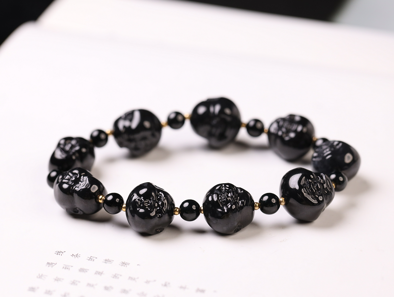 【庄家】人生百态墨翠手串  金珠小于0.1