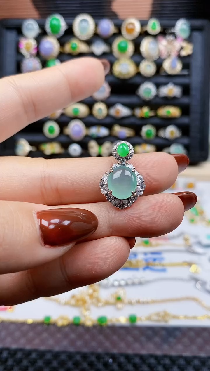 银S925镶嵌戒指翡翠482