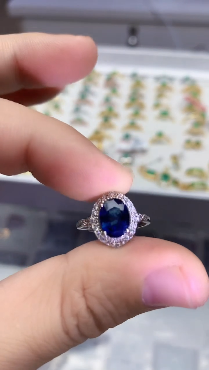 【闪购商品】蓝宝石戒指银S925镶嵌.........