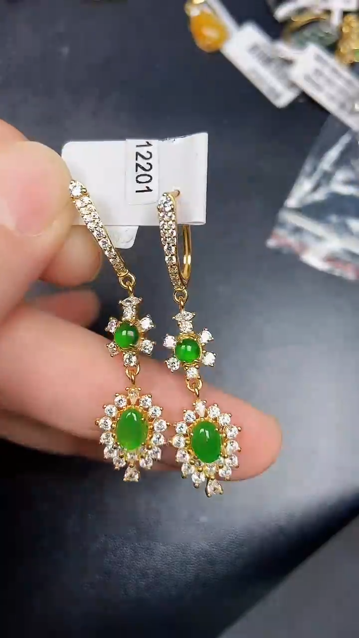 银S925镶嵌戒指翡翠3350