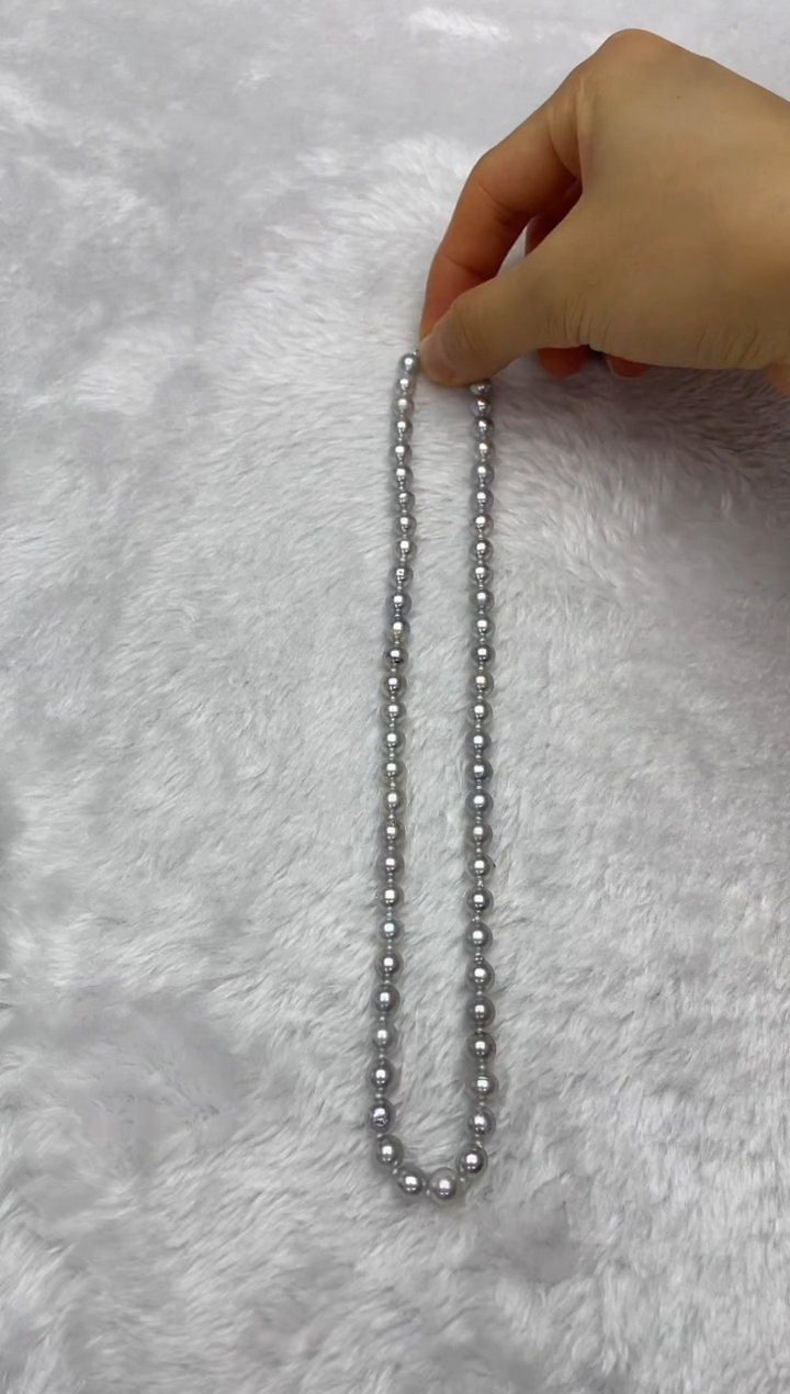 海水珍珠银S925镶嵌项链AK真多麻6.5-7mm