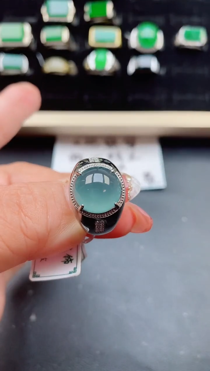 【闪购商品】翡翠戒指银S925镶嵌0585