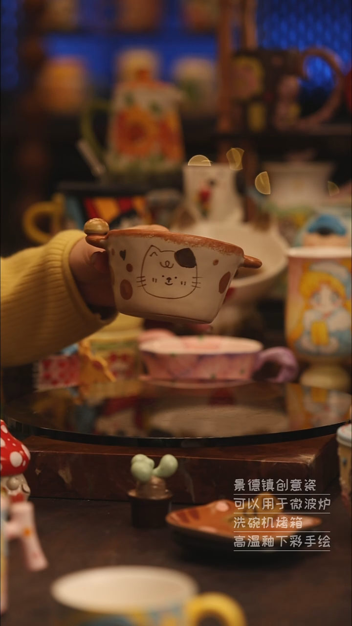 陶瓷景德镇可爱陶瓷釉下彩绘设计师款