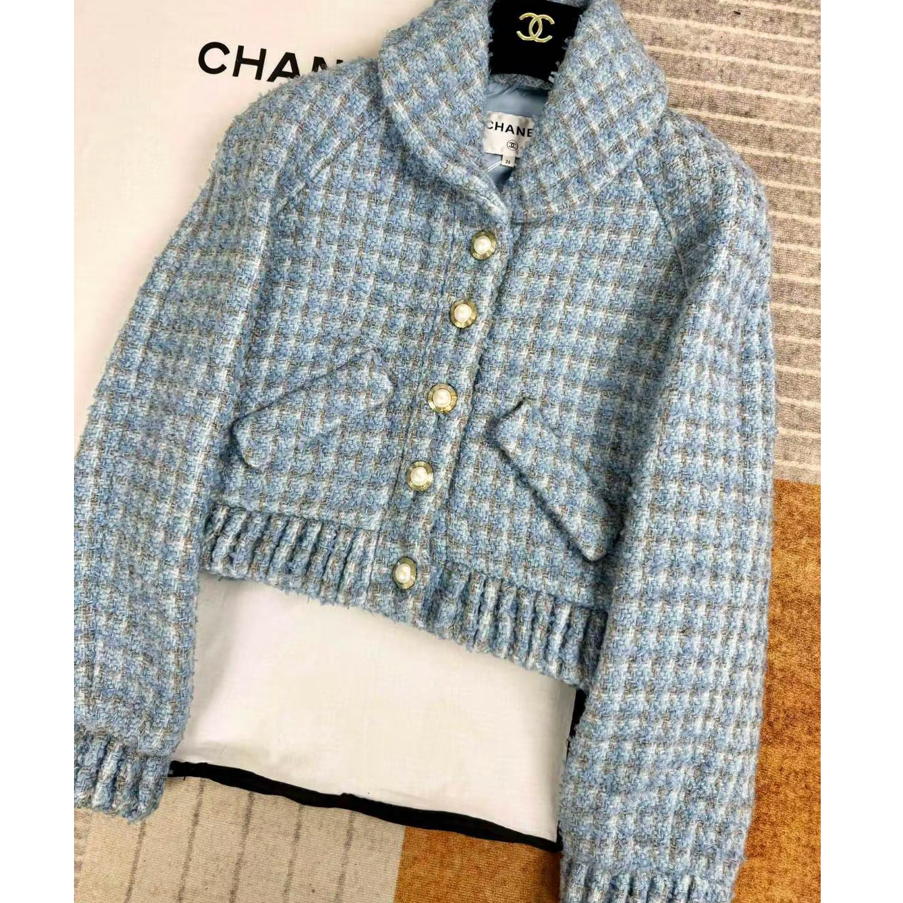 未使用 Chanel/香奈儿 Chanel 纯色排扣外套 蓝色34/36