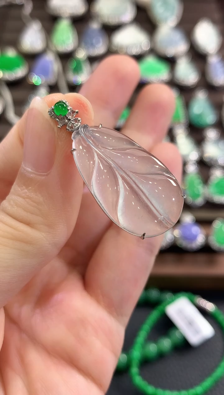 吊坠(不含链)18K金镶嵌翡翠b113