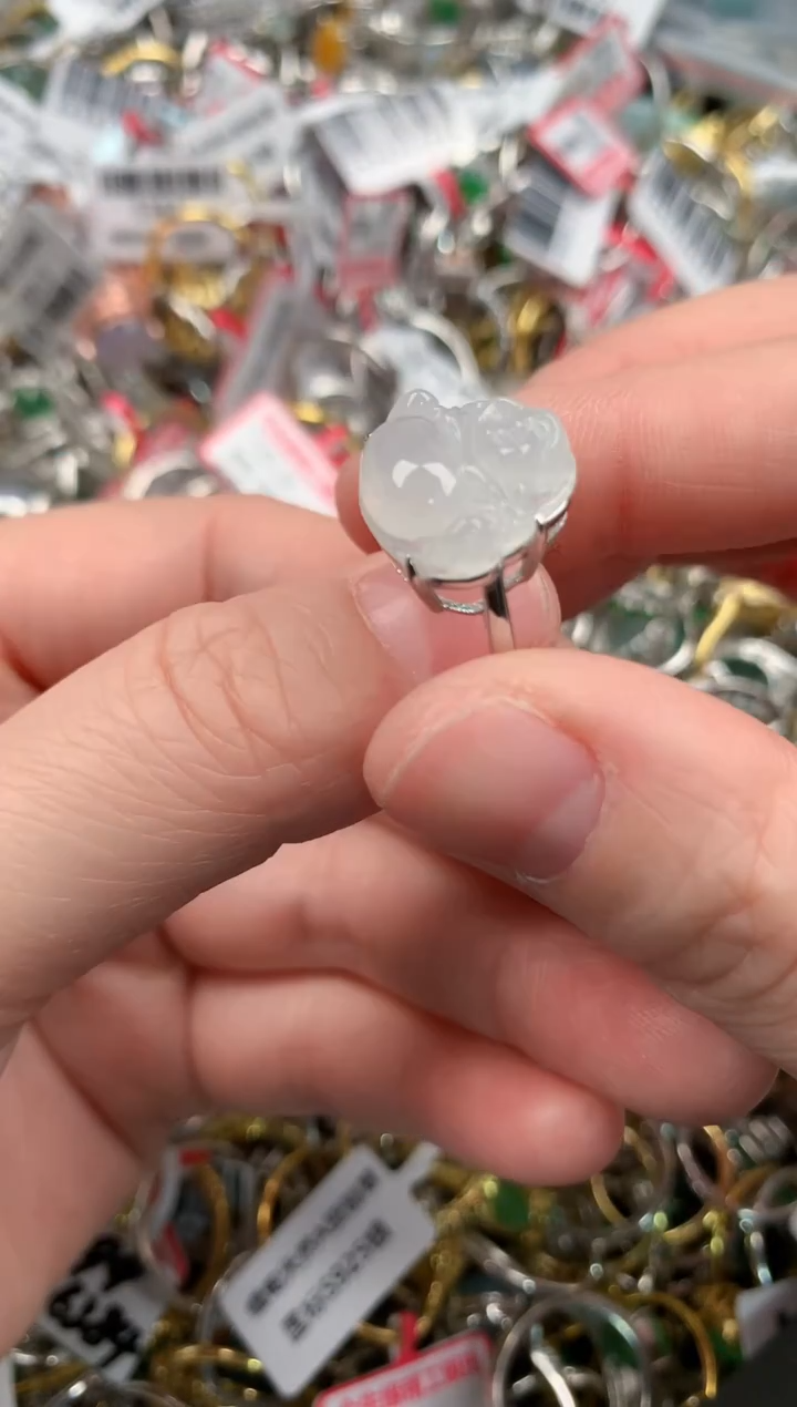 银S925镶嵌戒指翡翠999   3