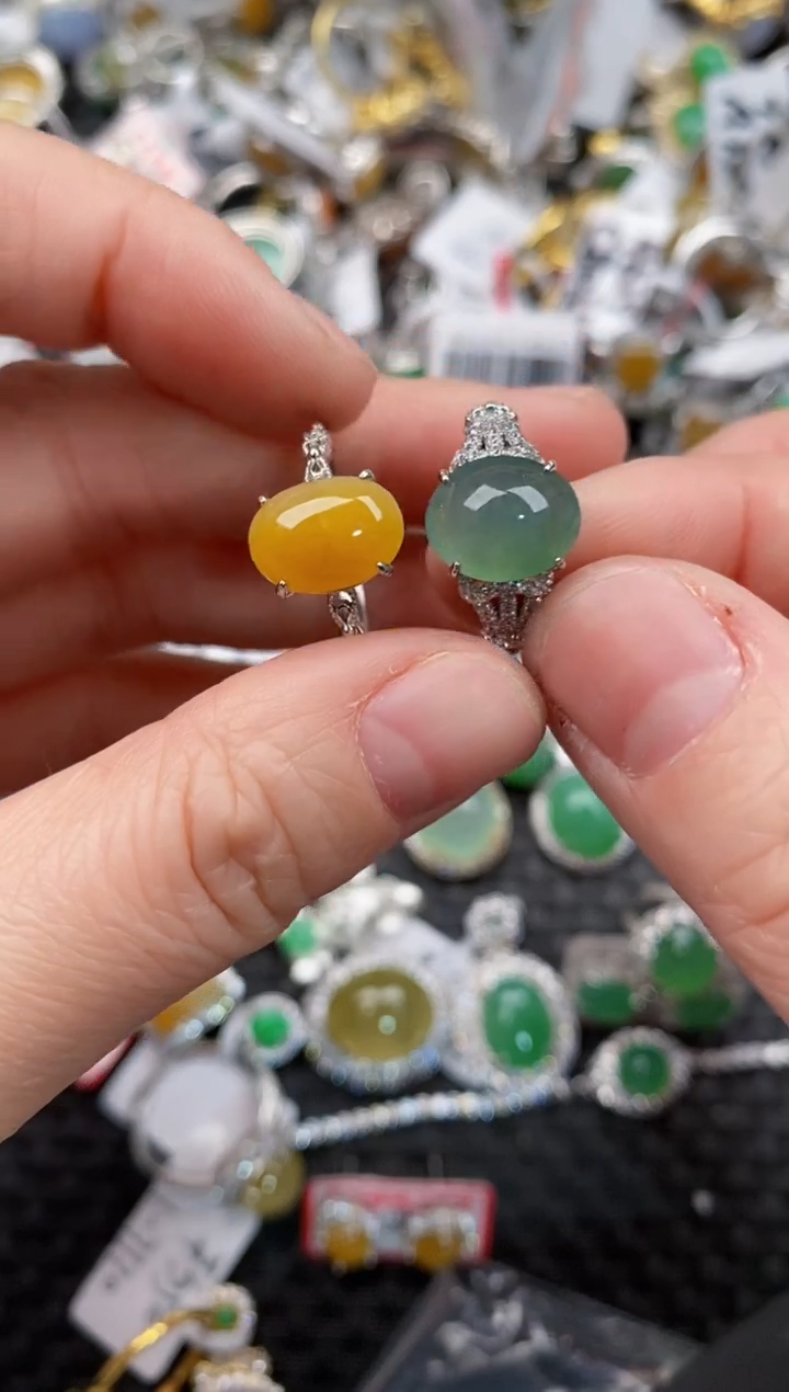 银S925镶嵌戒指翡翠999              9