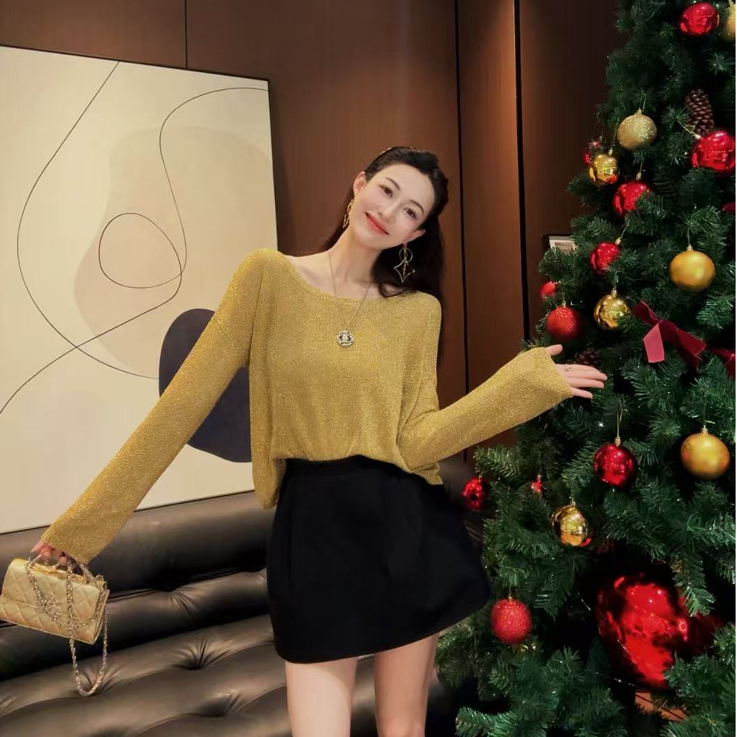 J·Y纪遇丨25冬季新品【琥珀鎏金】定制进口金线缠纱镂空针织毛衣