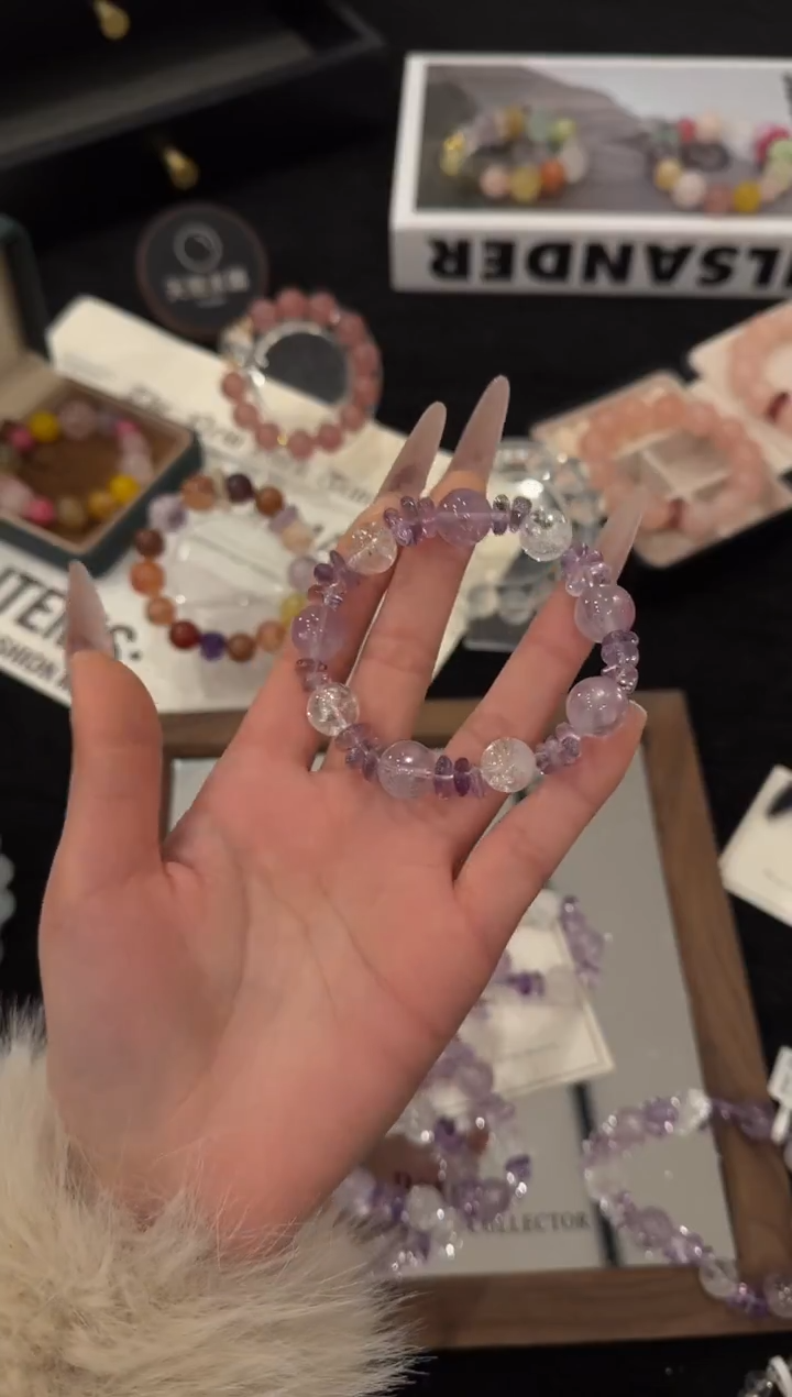 未镶嵌手链水晶紫水晶x3476