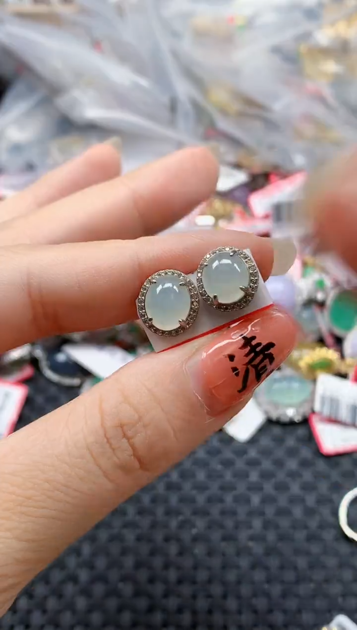 银S925镶嵌戒指翡翠天然A货缅甸翡翠