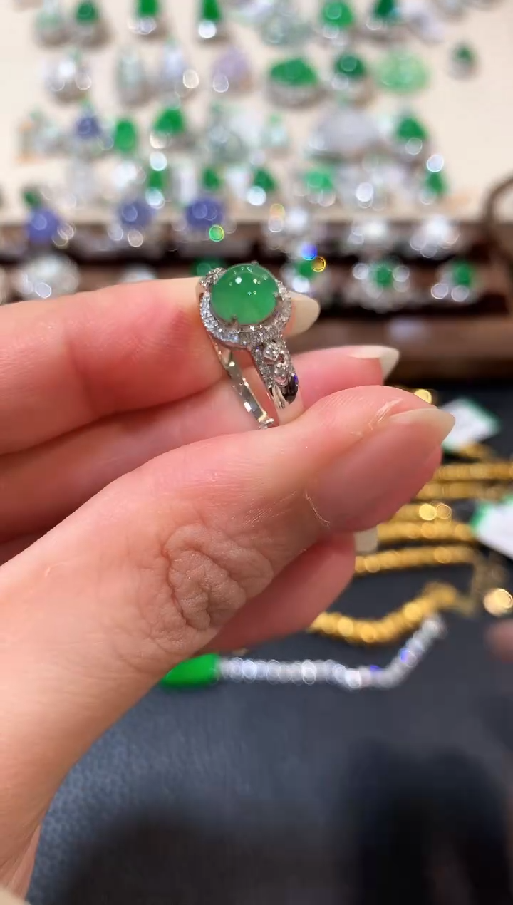 翡翠戒指18K金镶嵌b22多样性一件发货