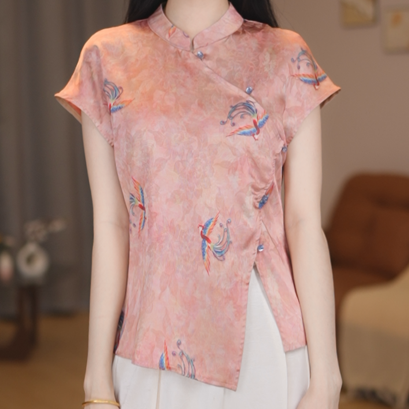 【现货】【607-凤凰于飞】新中式国风女款复古修身开衫飞袖上衣-园园