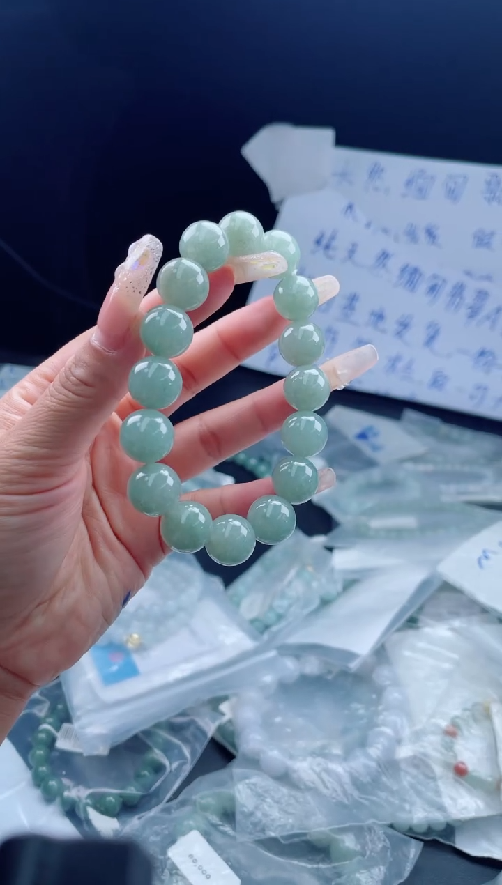 未镶嵌定制翡翠珠串13.7