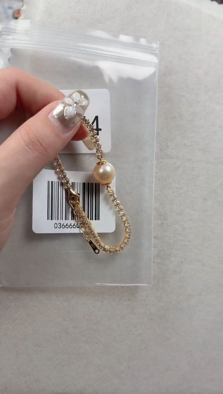 银S925镶嵌手链海水珍珠q374