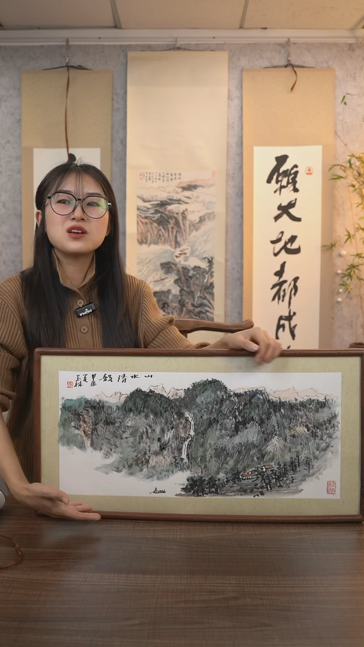 【闪购商品】国画汤老师《山水》带框66*33 hk
