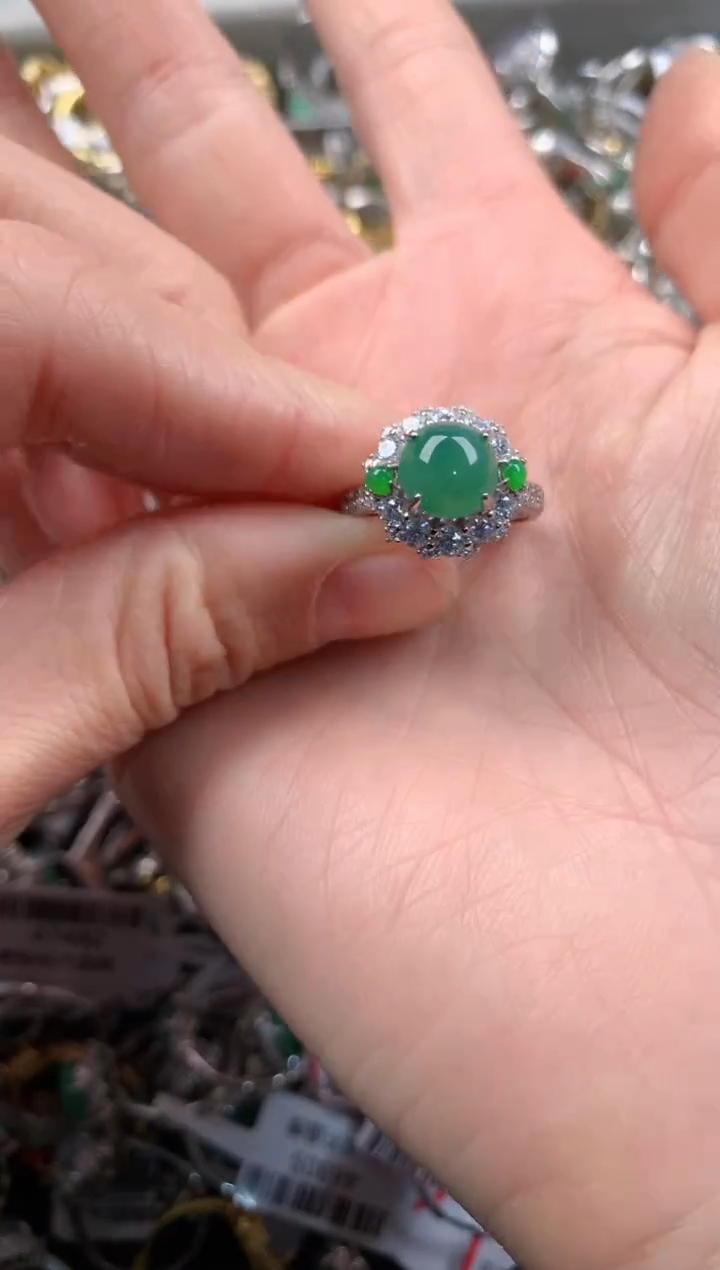 银S925镶嵌戒指翡翠777     3