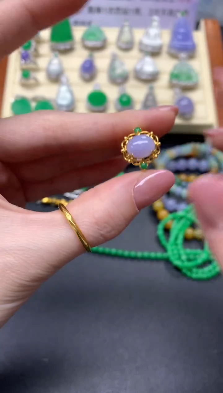 翡翠18K金镶嵌戒指戒指|1800+180