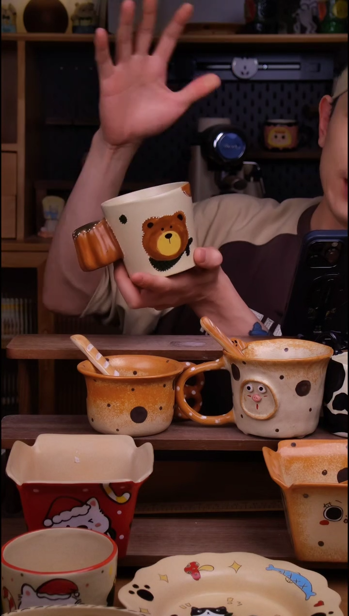 杯子陶景德镇可爱设计师款陶瓷