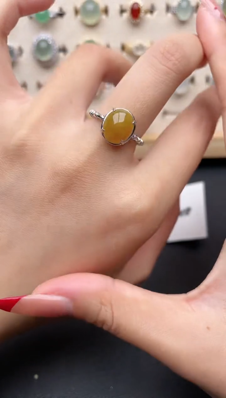 【闪购商品】翡翠戒指银S925镶嵌一物一证一礼盒