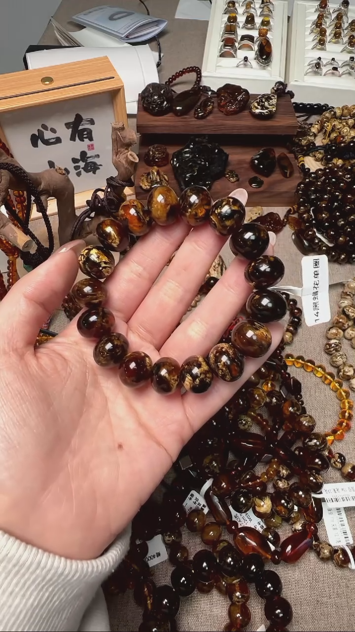 【闪购商品】琥珀手链未镶嵌抚顺琥珀14mm