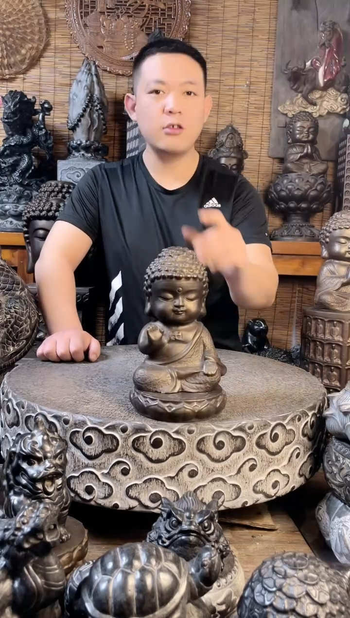 石材20宝宝佛+莲花座天然青石雕刻