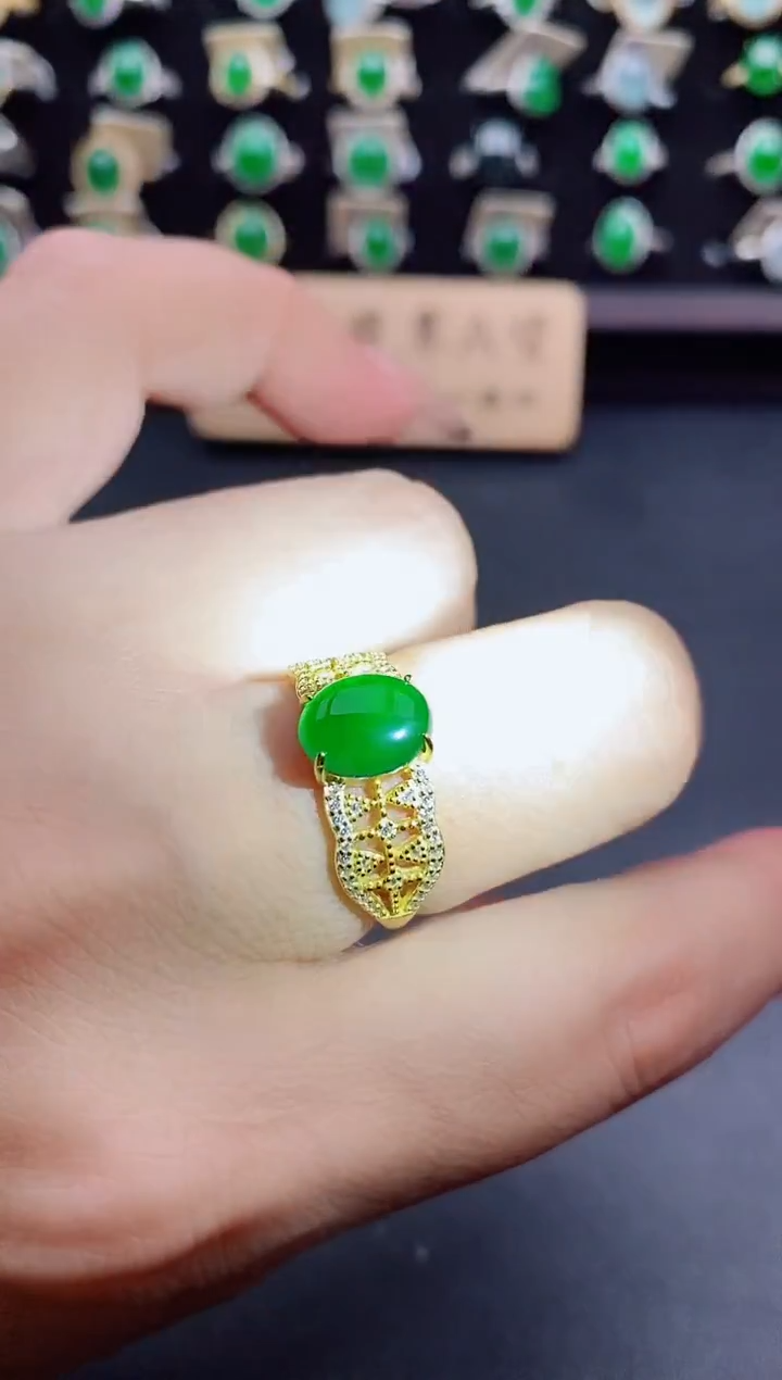 银S925镶嵌戒指翡翠121