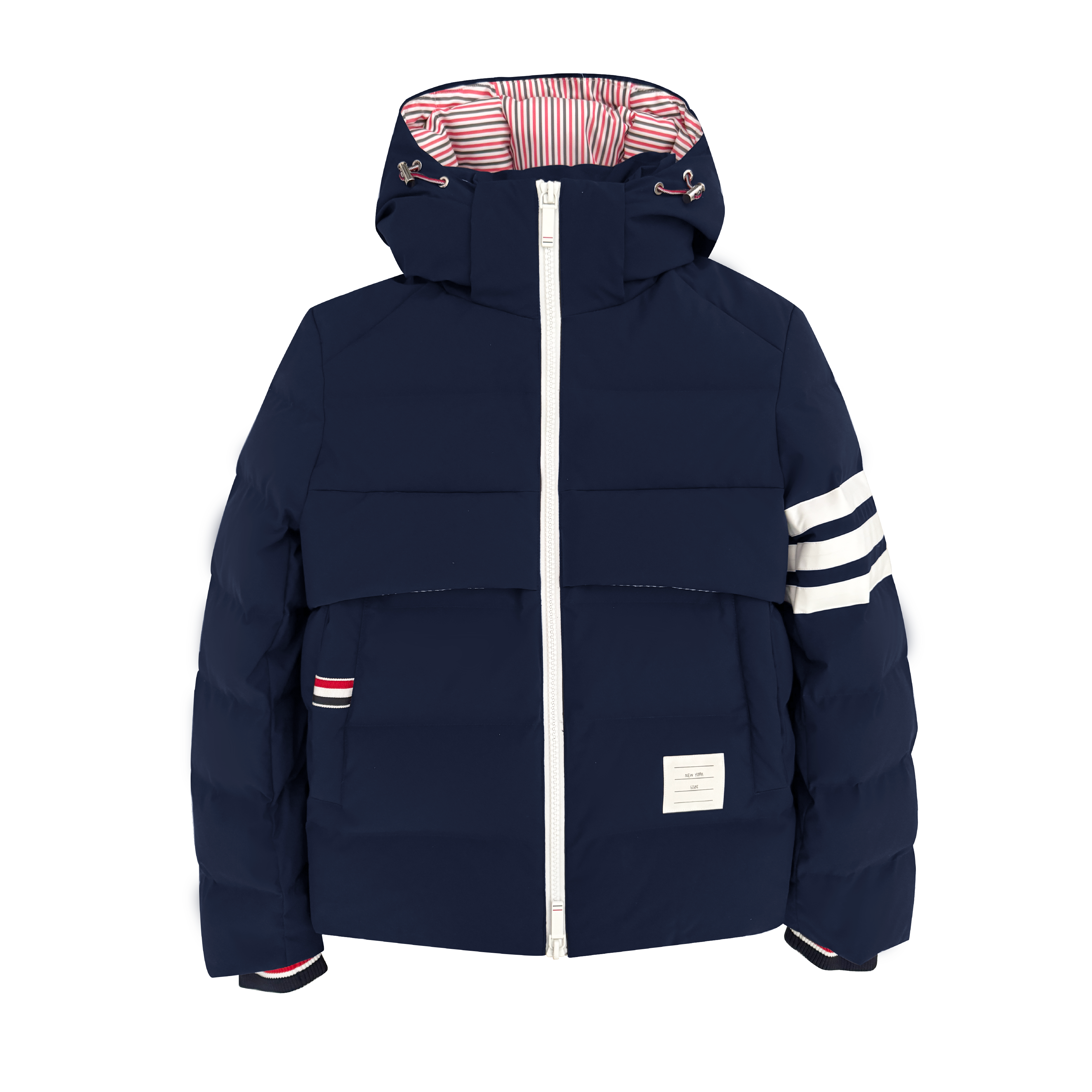 2025冬季新款条纹杠子户外加厚重磅情侣款羽绒服 A8089