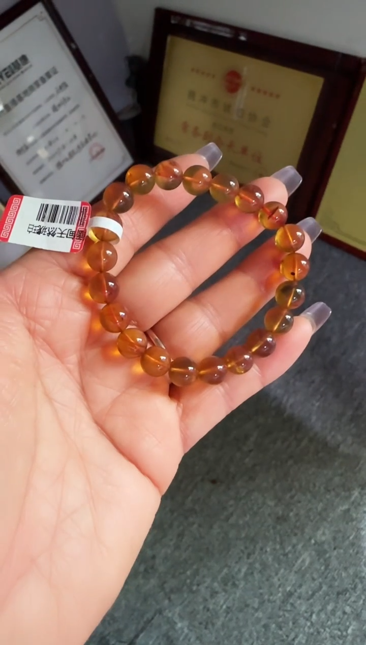 手串琥珀未镶嵌#3缅甸琥珀紫罗兰手串8mm