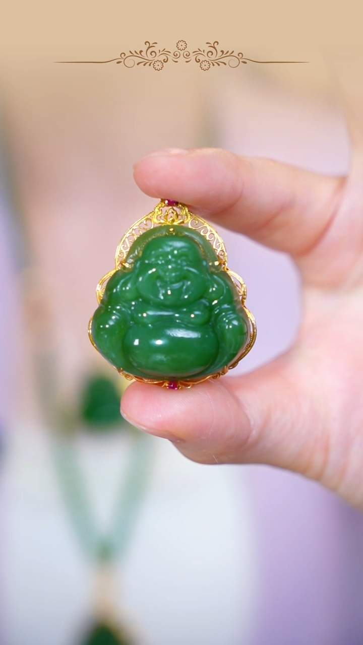 【闪购商品】和田玉吊坠18K金镶嵌30mm佛公