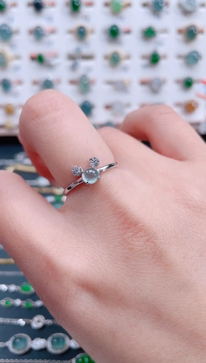 银S925镶嵌戒指翡翠天然翡翠