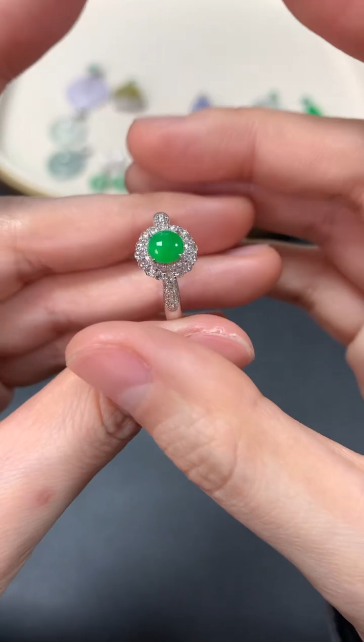 【闪购商品】翡翠戒指18K金镶嵌戒指5980