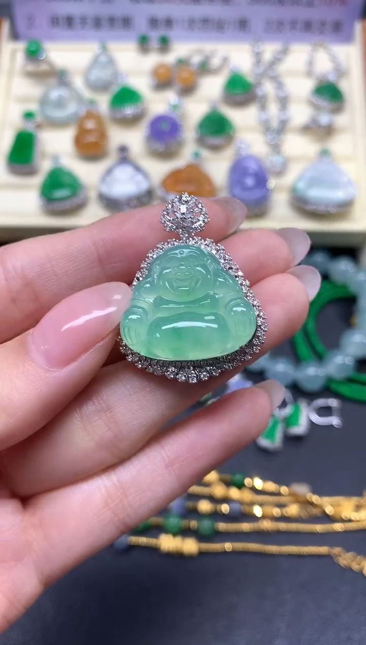 【闪购商品】翡翠吊坠(不含链)18K金镶嵌吊坠|12500+1250