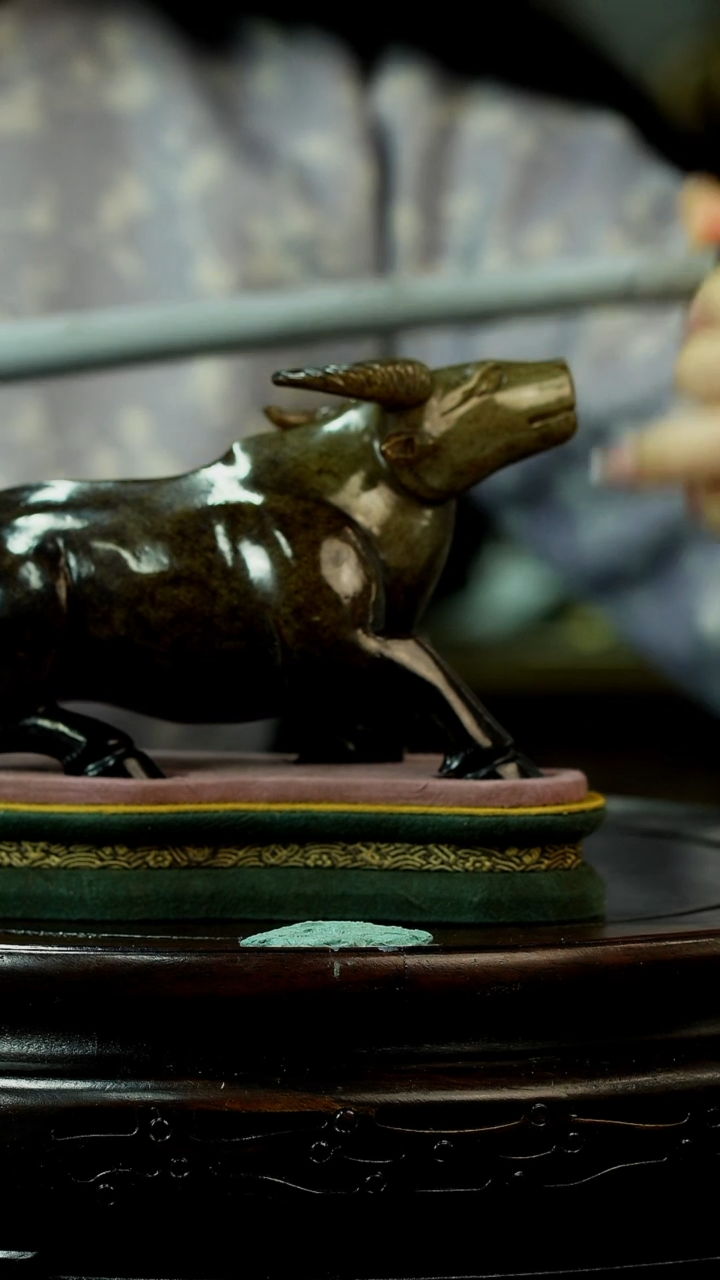 【闪购商品】铜M 和田玉牛摆件摆件 73994