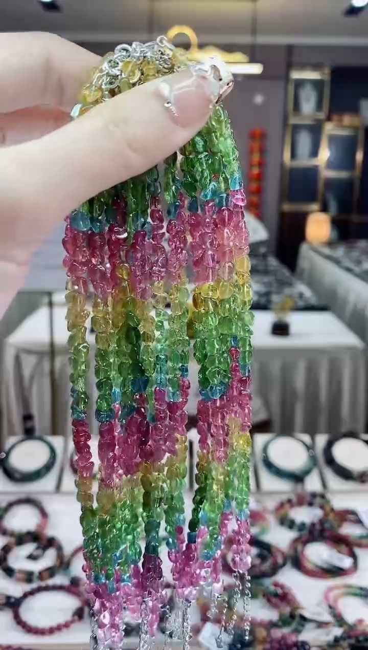 【闪购商品】碧玺原石单圈手链未镶嵌一物一证dan多样性发货一条