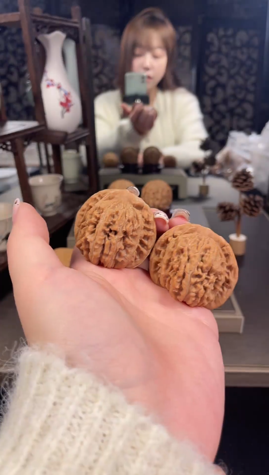 【闪购商品】文玩核桃把件四座楼44尺-19