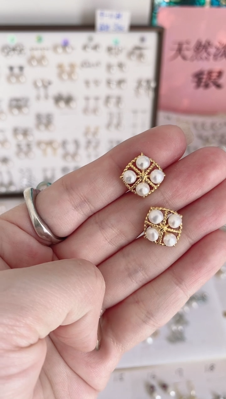 合金耳饰淡水珍珠我****宝13