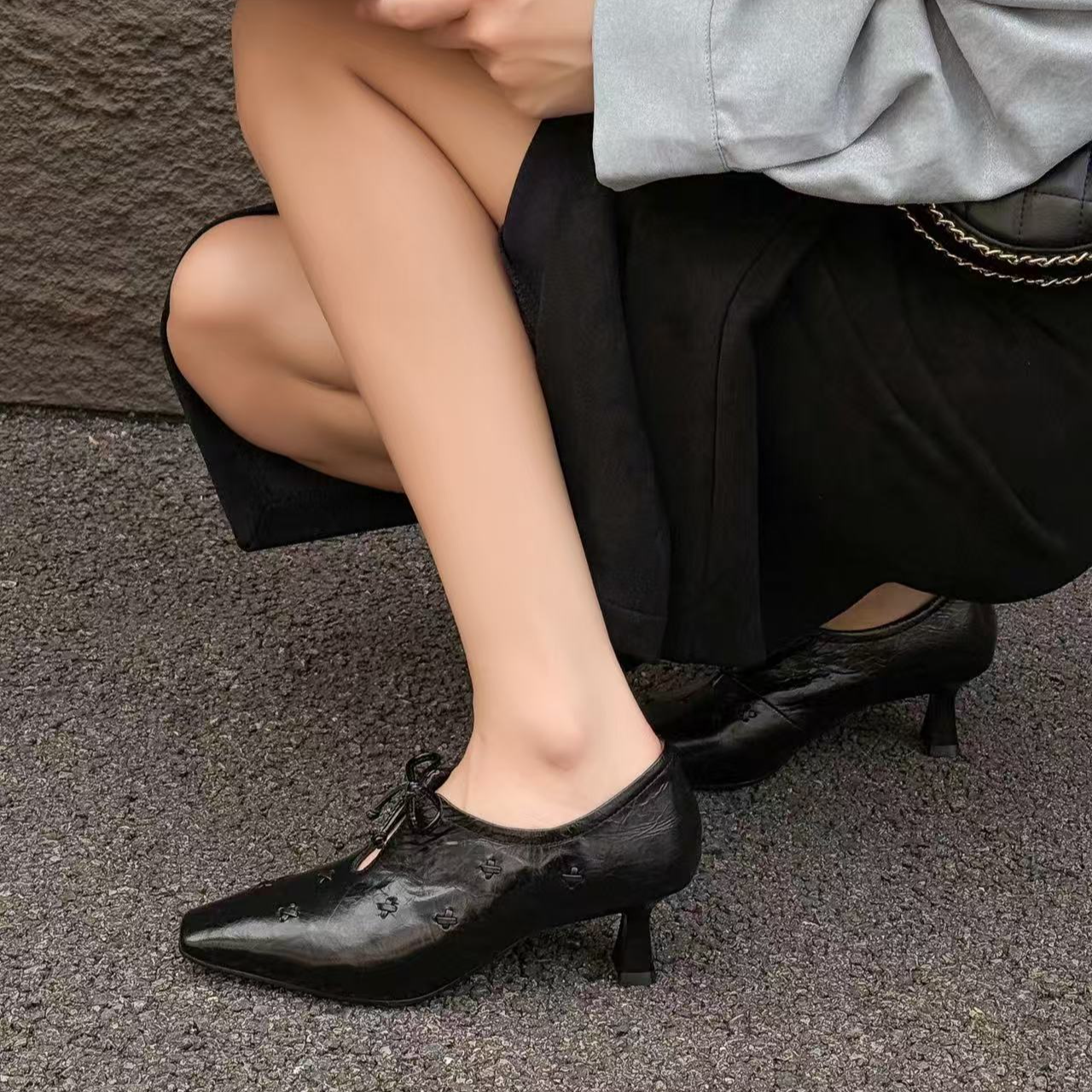气质英伦复古粗跟高跟鞋女2025年春夏新款方头单鞋气质玛丽珍女鞋
