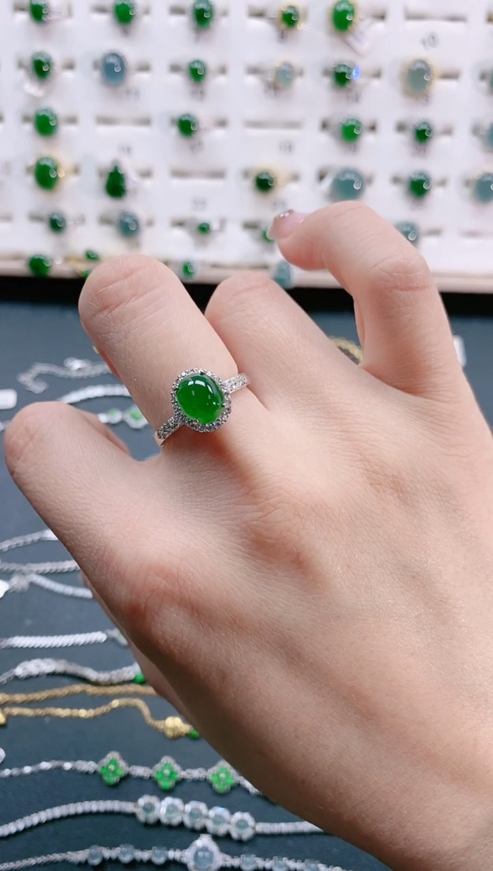 【闪购商品】翡翠戒指银S925镶嵌天然翡翠