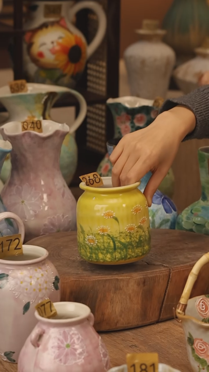 陶瓷景德镇设计师手作花器摆件侘寂风@M268@