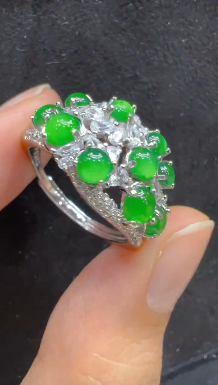银S925镶嵌戒指翡翠多样性团购发一件